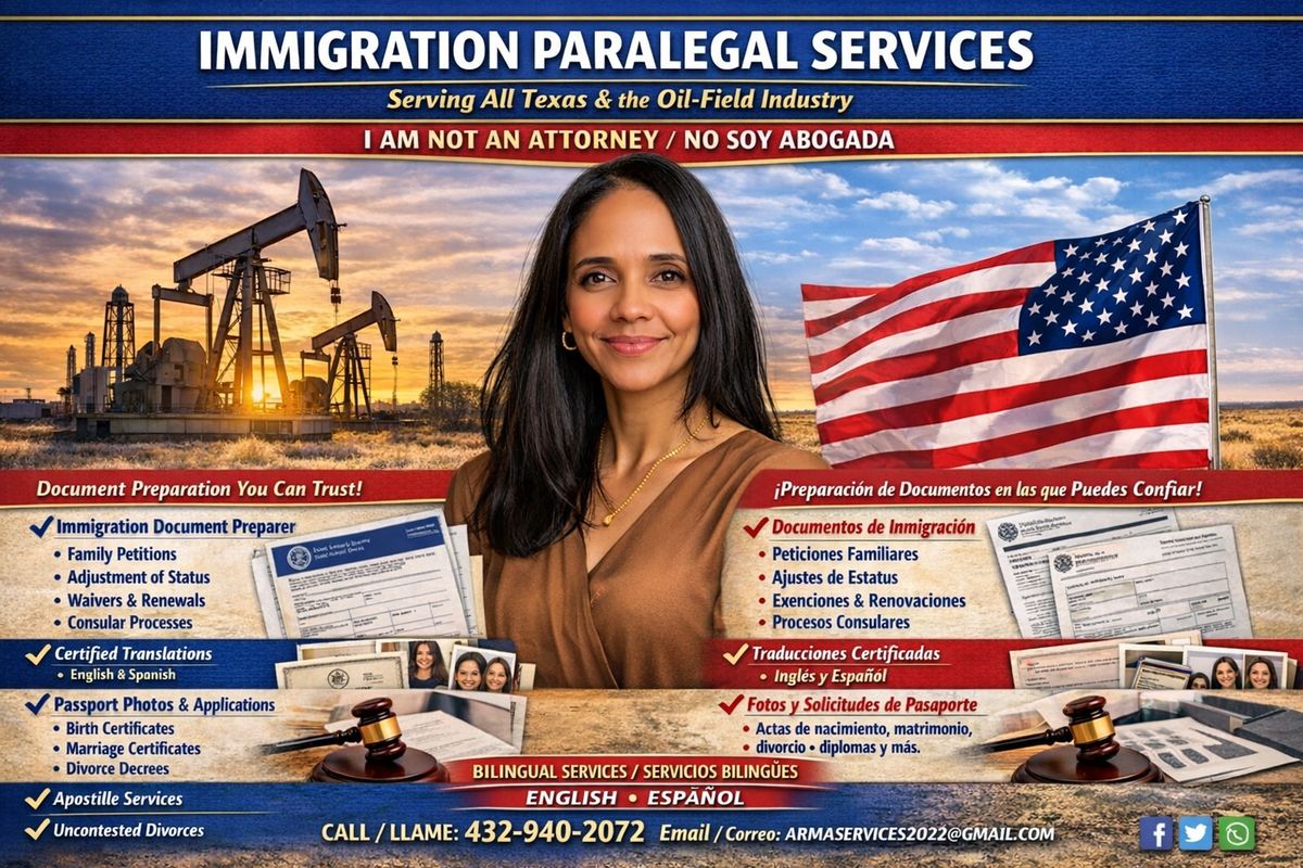 ARMA Services Immigration Paralegal Services — Bilingual English and Spanish
